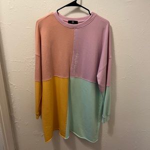 Color Block Sweatshirt Oversized Dress